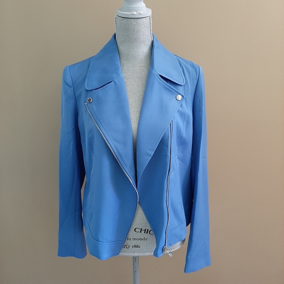 Massimo Dutti Blue Biker Jacket
